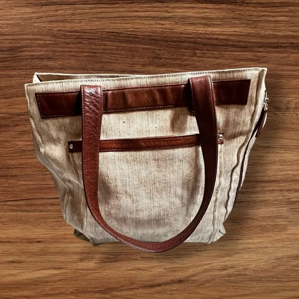 Osgoode Marley Beige Camo Canvas and Leather Messenger Shoulder Bag